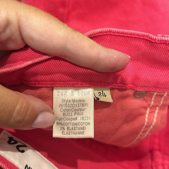 Rag & bone high rise bull pink skinny ankle jeans pants, Size 24 - Picture 11 of 12